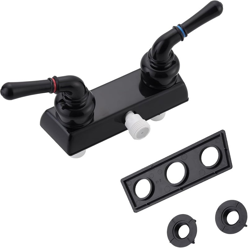 Liberflow Camper Shower Dual Faucet, RV Shower Faucet Replacement,RV Shower Faucet Valve Diverter with Winged Levers,Camper Bathroom Faucet Valve Diverter with Classical Handles (Black) - Image 1